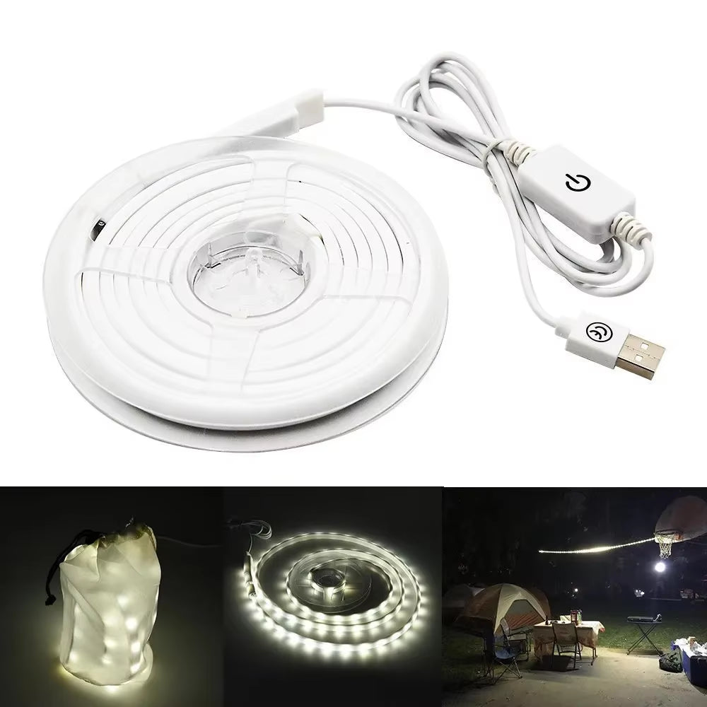Tent LED Light Strip Waterproof Outdoor Camping Warm White Lamp Portable Impermeable Flexible Neon Strips Ribbon Lantern Lights