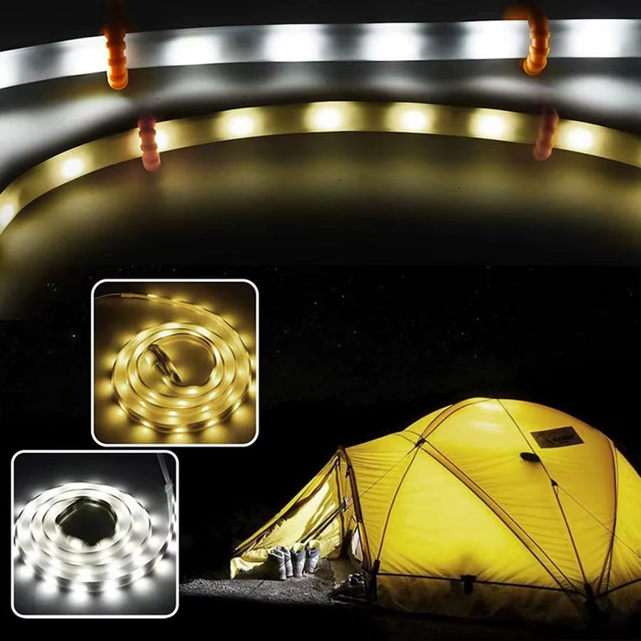 Tent LED Light Strip Waterproof Outdoor Camping Warm White Lamp Portable Impermeable Flexible Neon Strips Ribbon Lantern Lights