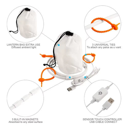 Tent LED Light Strip Waterproof Outdoor Camping Warm White Lamp Portable Impermeable Flexible Neon Strips Ribbon Lantern Lights